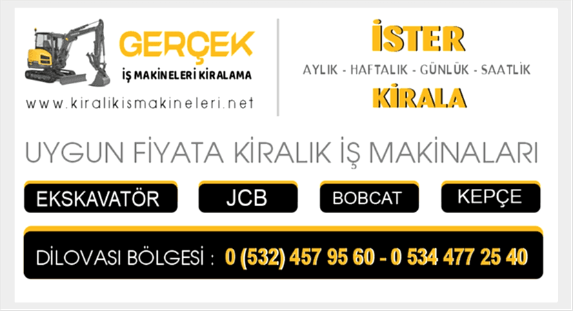 Dilovası Kiralık Ekskavatör JCB Kepçe Bobcat İş Makinaları Burada Dilovası Kiralık Ekskavatör JCB Kepçe Bobcat İş Makinaları Burada